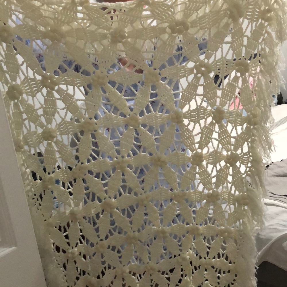 White knitted baby blanket vintage